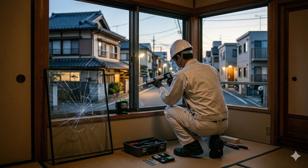 窓ガラスの割れ替え・修理